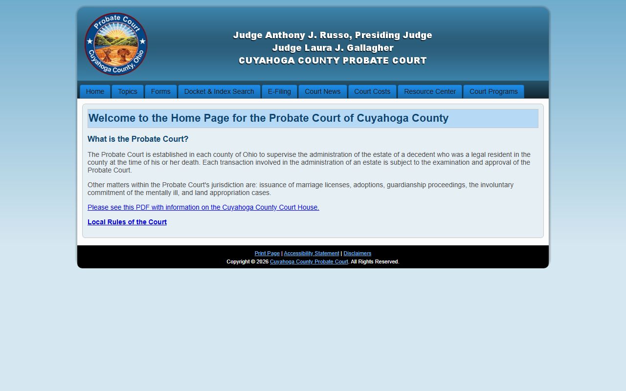 Cuyahoga County people search probate court