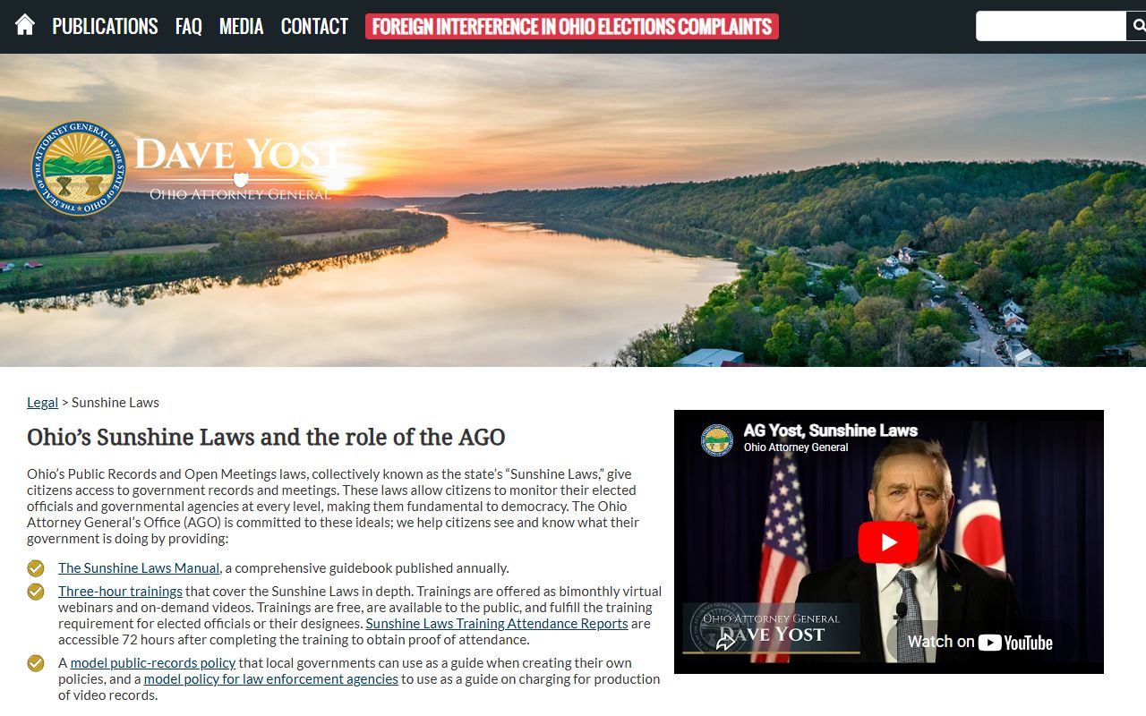 Ohio people search Attorney General Sunshine Laws public records