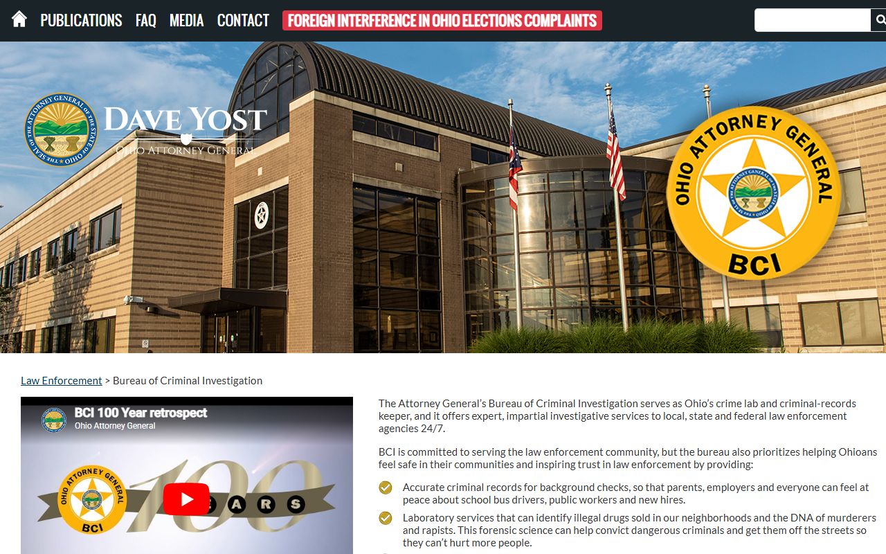 Ohio people search Bureau of Criminal Investigation BCI portal